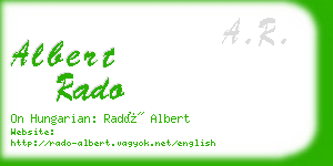 albert rado business card